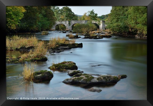 Llangynidr Bridge and River Usk in Early Autumn. Framed Print by Philip Veale