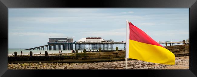 Safe to swim near Cromer Pier Framed Print by David Jeffery