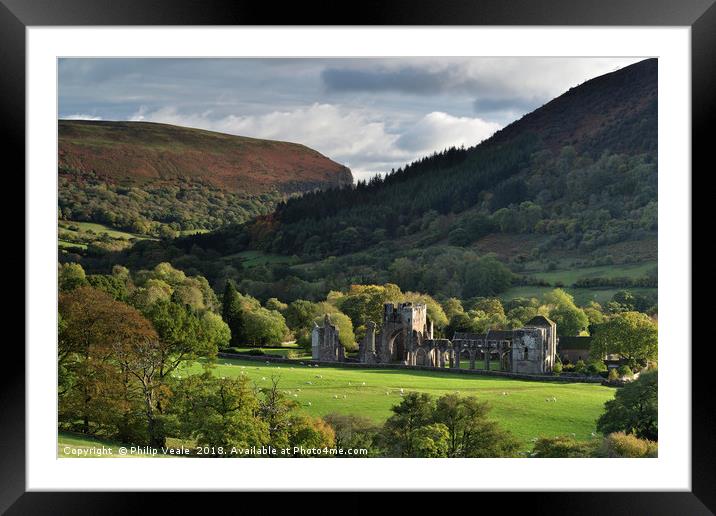 Llanthony Priory as Autumn Arrives. Framed Mounted Print by Philip Veale
