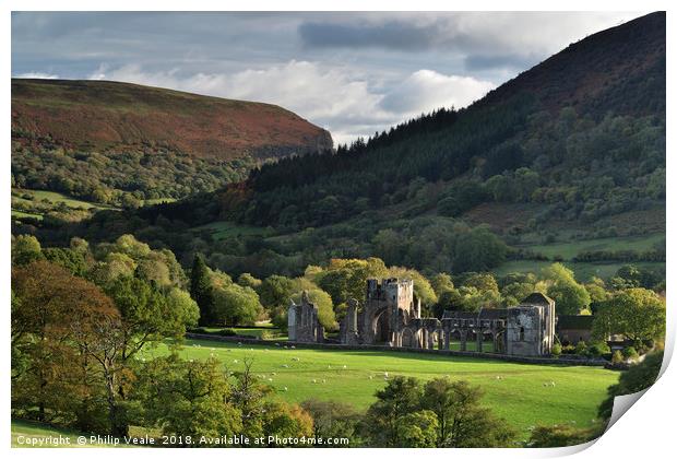 Llanthony Priory as Autumn Arrives. Print by Philip Veale