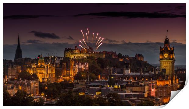 Edinburgh Castle Fireworks Print by Billy Coupar