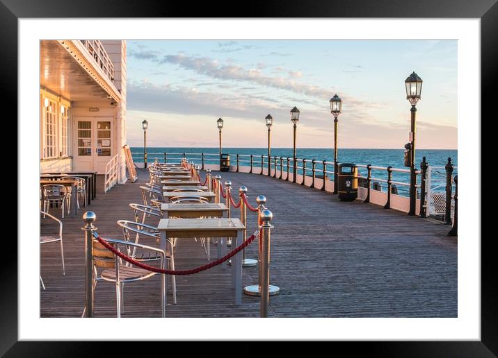 Worthing Pier at Sunset Framed Mounted Print by Debbie Payne