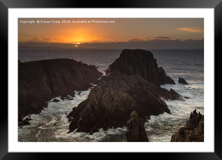 Sunset at Malin Head Seastacks  Framed Mounted Print by Ciaran Craig