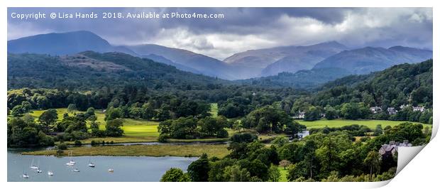 Windermere Panorama, Cumbria Print by Lisa Hands