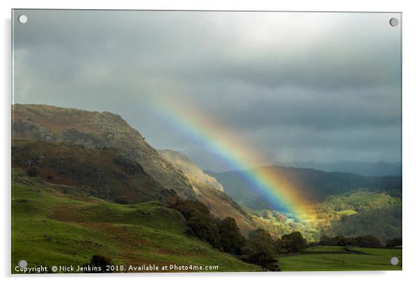 Rainbow over the Coniston Fells Lake District Acrylic by Nick Jenkins