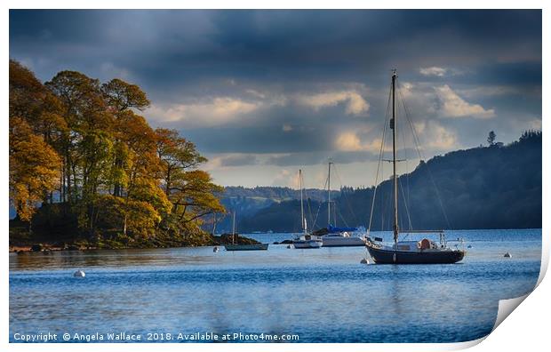 Sail boats on Windermere Print by Angela Wallace