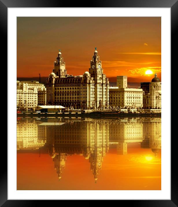 sunset over the graces reflected Framed Mounted Print by sue davies