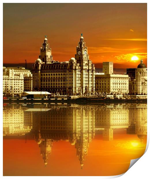sunset over the graces reflected Print by sue davies