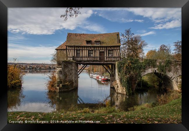 Antique Seine-Spanning Mill, Vernon, France Framed Print by Holly Burgess