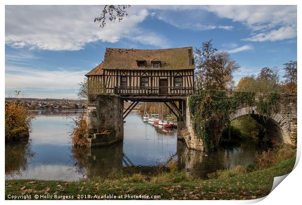 Antique Seine-Spanning Mill, Vernon, France Print by Holly Burgess
