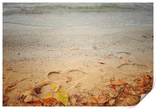 Footprints in the sand Print by Larisa Siverina