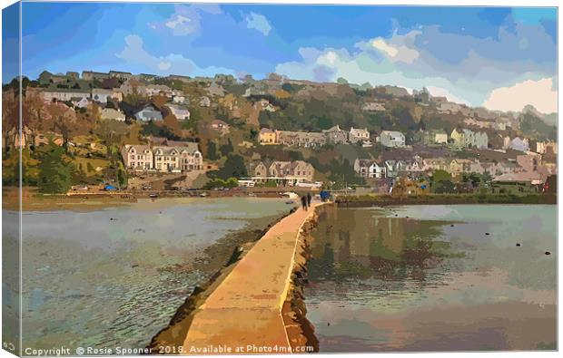The Causeway at The Millpool in Looe Cornwall Canvas Print by Rosie Spooner