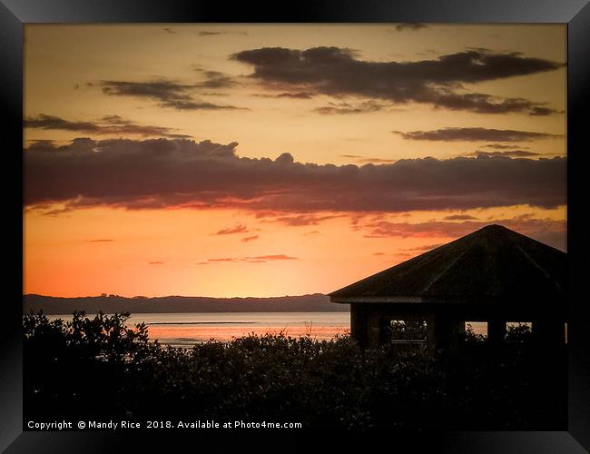 Sunset at the bird hide Framed Print by Mandy Rice