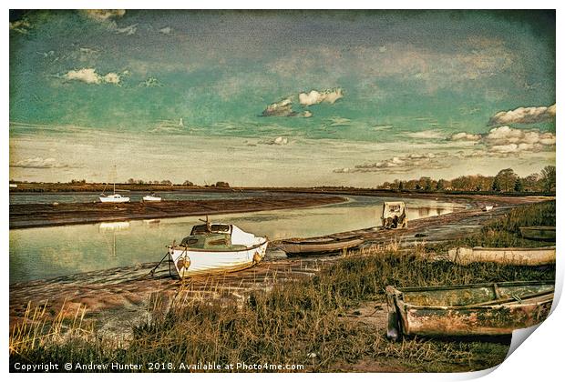 Boats And Yachts  Moored On The River Blackwater  Print by Andrew David Photography 