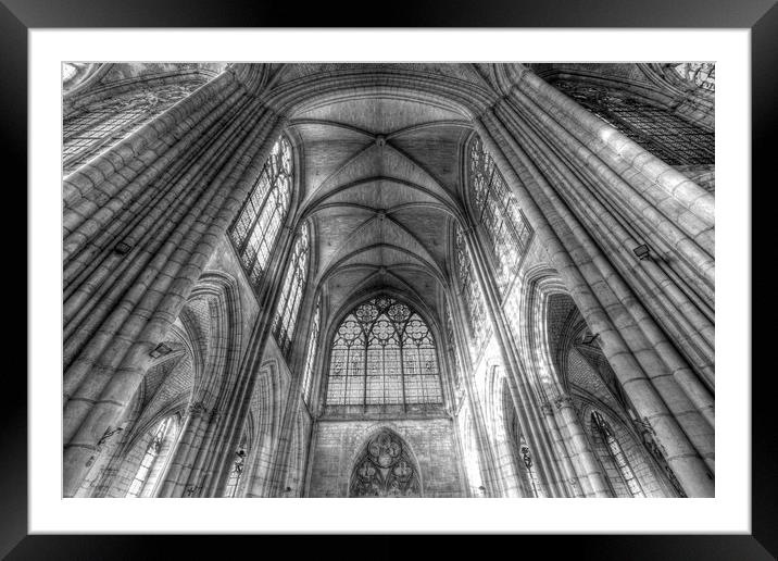 Troyes Cathedral Monochrome Framed Mounted Print by David Pyatt