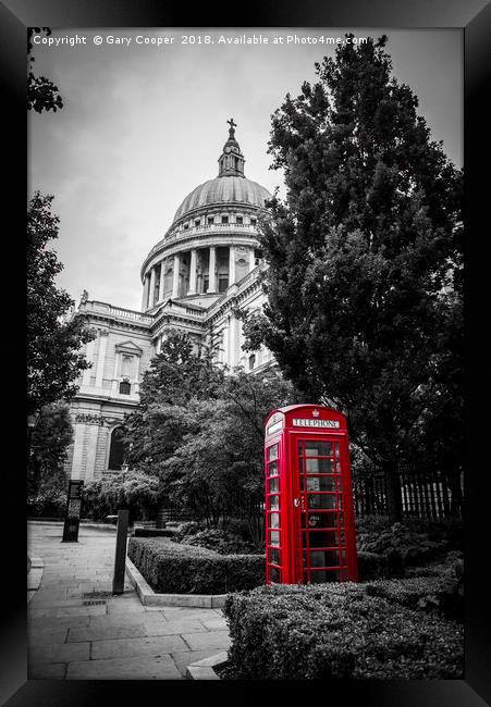 Red Phone Box By St Pauls Framed Print by Gary Cooper
