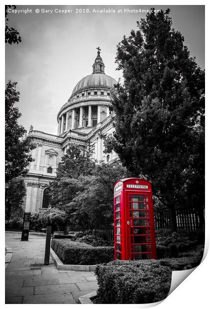 Red Phone Box By St Pauls Print by Gary Cooper
