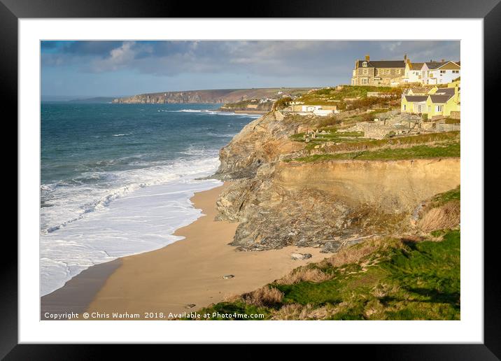 Porthleven beach and coastline Framed Mounted Print by Chris Warham