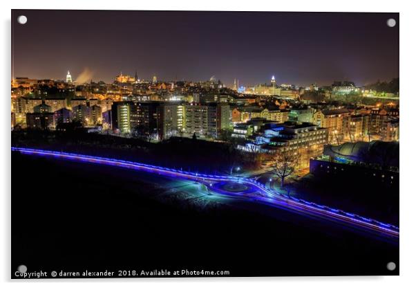 Edinburgh light trails Acrylic by D.APHOTOGRAPHY 