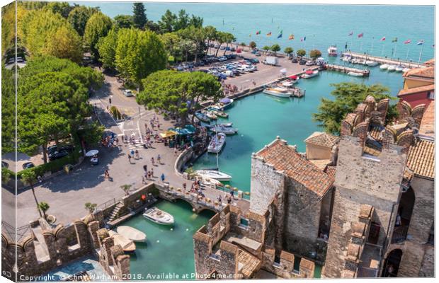 Sirmione harbour and Lake Garda Canvas Print by Chris Warham