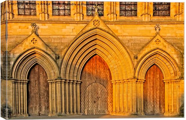 Setting Sun on RIpon Cathedral Canvas Print by Martyn Arnold