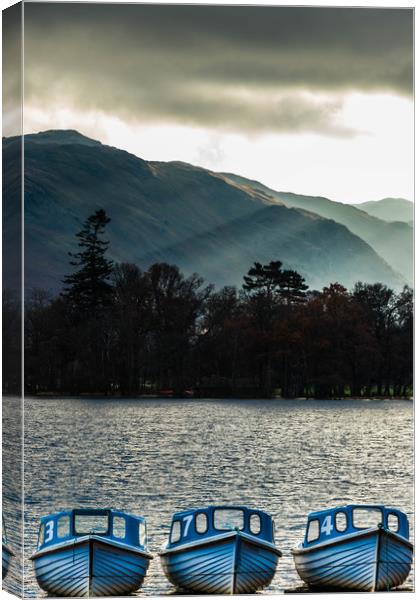 Ullswater Boats Canvas Print by Mark S Rosser