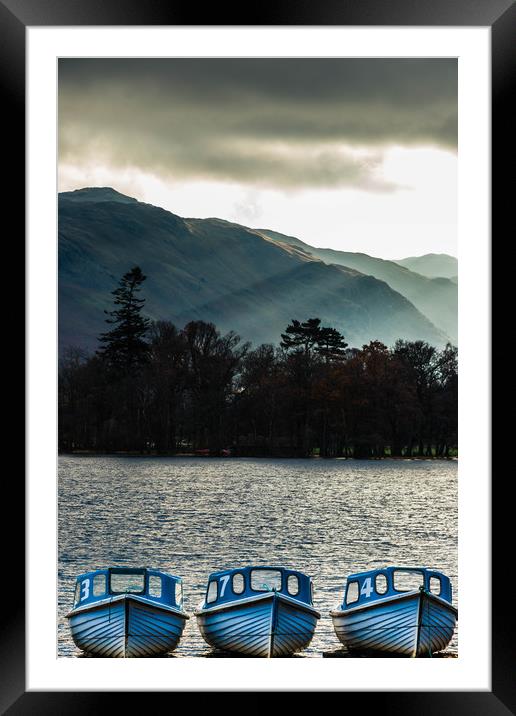 Ullswater Boats Framed Mounted Print by Mark S Rosser