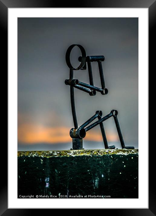 Sculpture with binoculars Framed Mounted Print by Mandy Rice