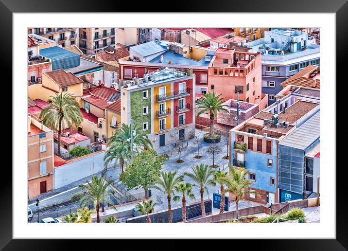 Alicante Coloured Houses Framed Mounted Print by Valerie Paterson