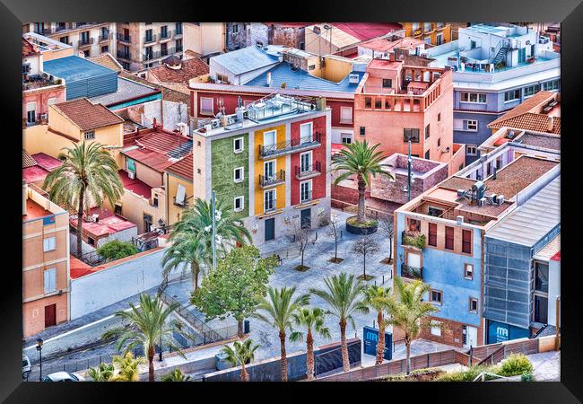 Alicante Coloured Houses Framed Print by Valerie Paterson