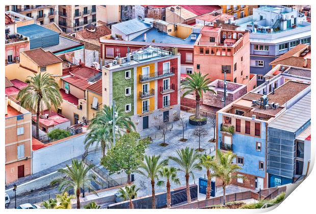 Alicante Coloured Houses Print by Valerie Paterson