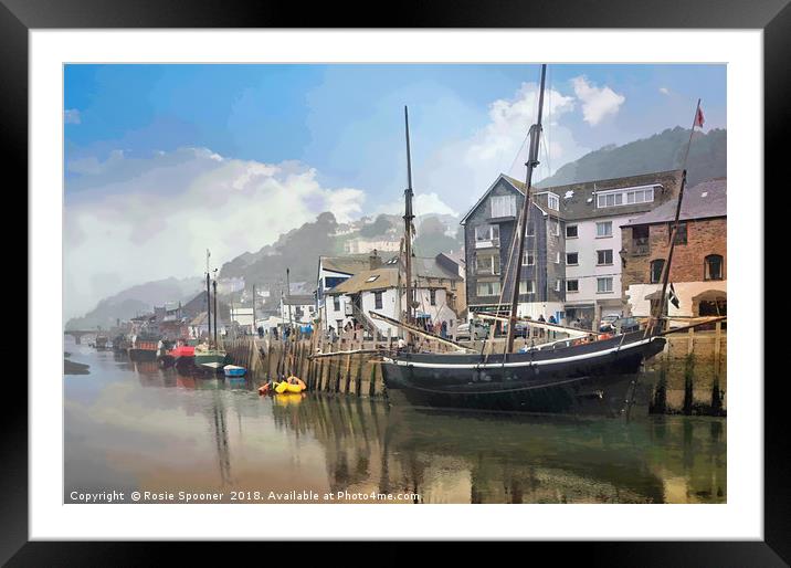 Lugger moored in Looe South East Cornwall Framed Mounted Print by Rosie Spooner