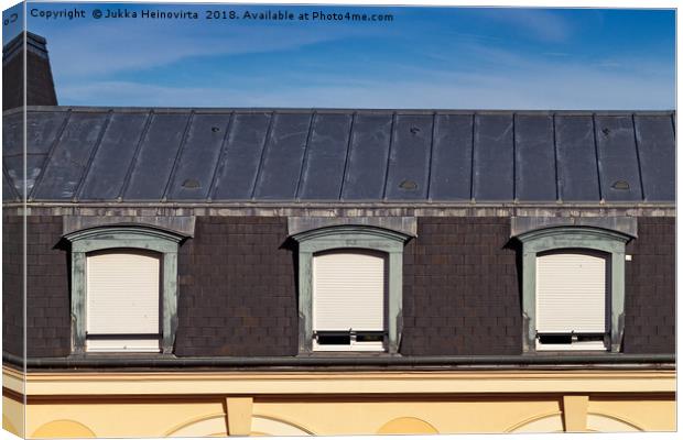 Three Windows With Blinds Canvas Print by Jukka Heinovirta