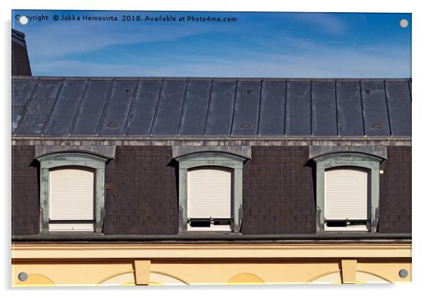 Three Windows With Blinds Acrylic by Jukka Heinovirta