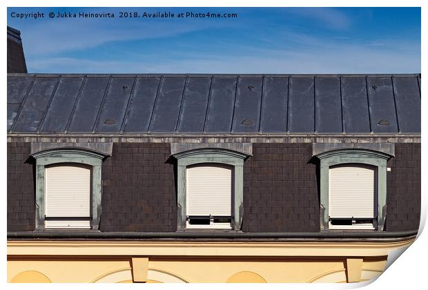 Three Windows With Blinds Print by Jukka Heinovirta