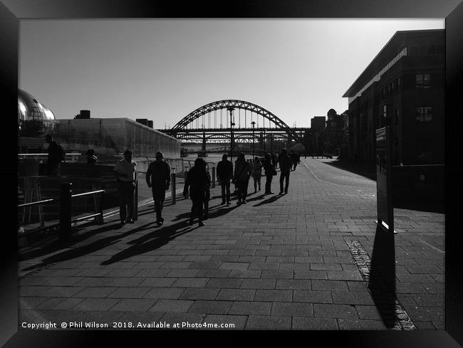 Quayside Shadows - Newcastle upon Tyne. Framed Print by Phil Wilson