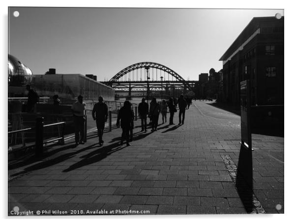 Quayside Shadows - Newcastle upon Tyne. Acrylic by Phil Wilson