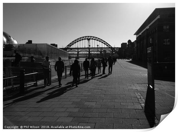 Quayside Shadows - Newcastle upon Tyne. Print by Phil Wilson