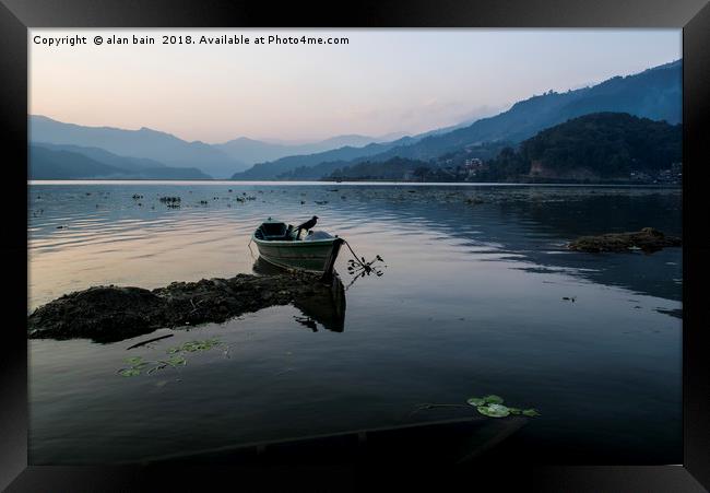 Phewa Lake Nepal Framed Print by alan bain