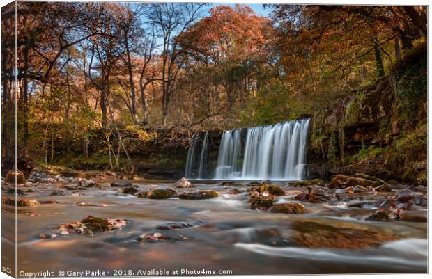 Waterfall in the Autumn Canvas Print by Gary Parker