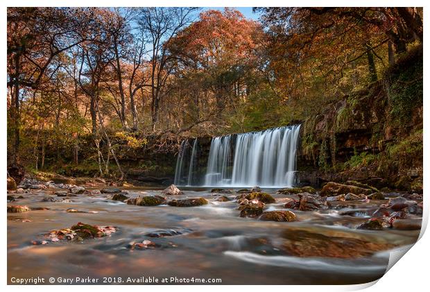 Waterfall in the Autumn Print by Gary Parker