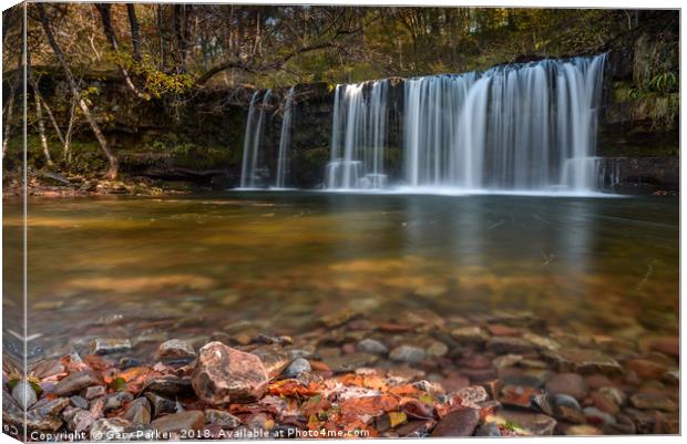 Waterfall in the Autumn Canvas Print by Gary Parker