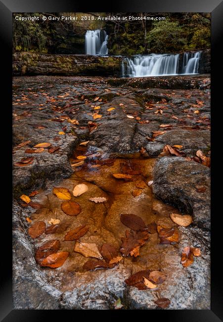Waterfall in the Autumn  Framed Print by Gary Parker
