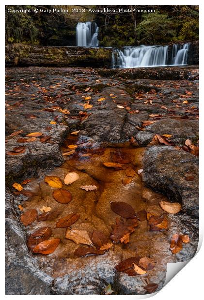Waterfall in the Autumn  Print by Gary Parker