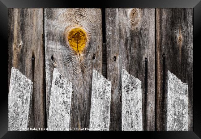 The woodshed, the knot and the fence. Old. Framed Print by Robert Pastryk