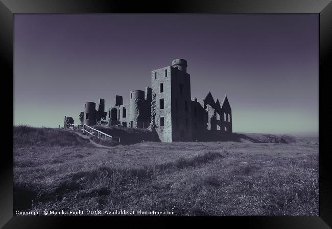 Slains Castle by Night Framed Print by Monika Focht