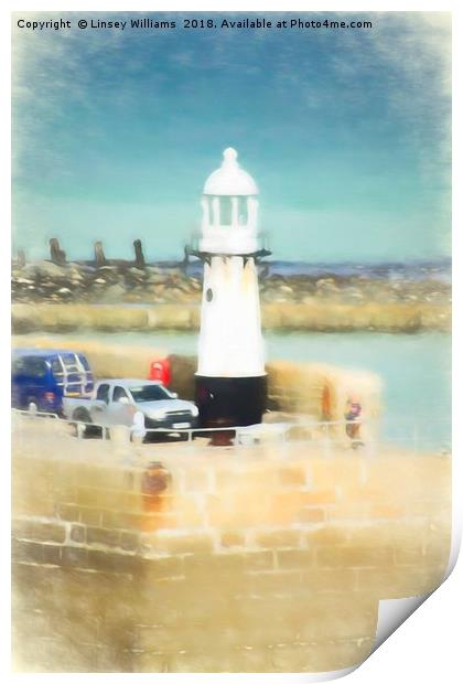 St. Ives Lighthouse Print by Linsey Williams