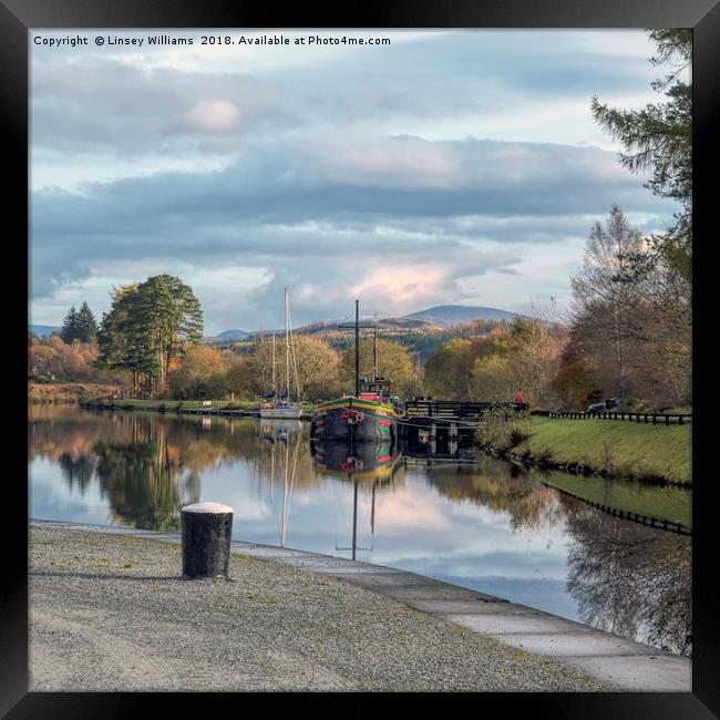 Boats on the Caledonian Canal Framed Print by Linsey Williams