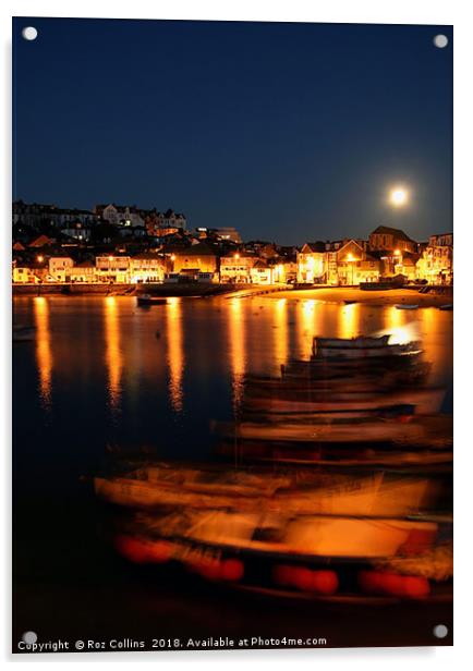 St Ives Before Dawn Acrylic by Roz Collins