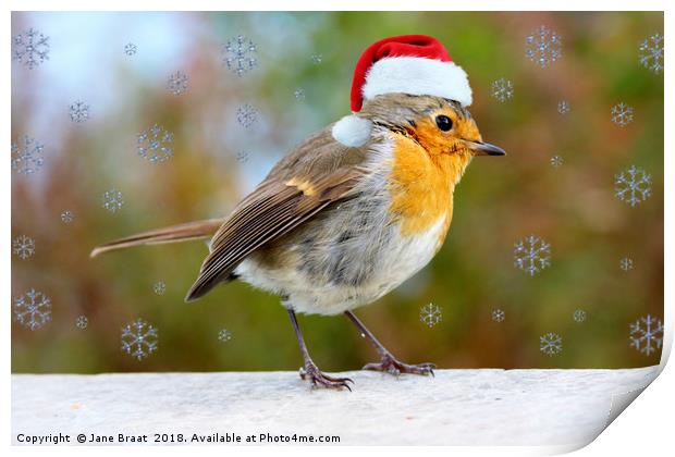 Adorable Christmas Robin Print by Jane Braat